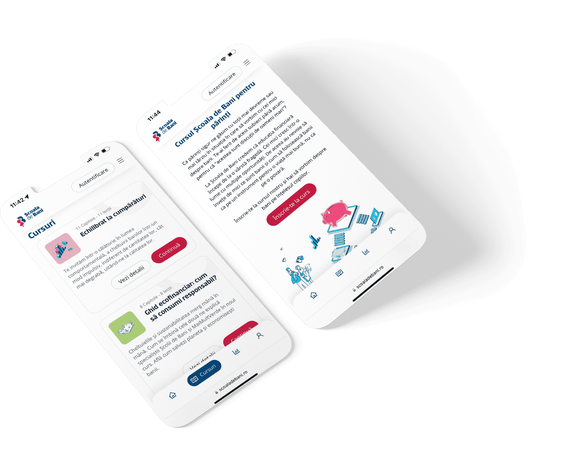 BCR Școala de Bani project visual: Progressive Web Apps