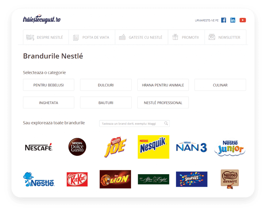 Nestlé Romania project visual: Multi-Brand Platform Tour