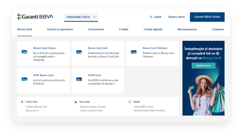Garanti BBVA Romania project visual: Website migration